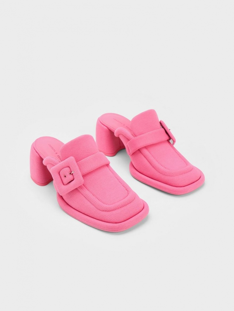 Charles And Keith Sinead Woven Buckled Loafer Mules Pink | PHILIPPINES D764