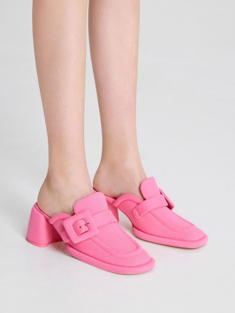 Charles And Keith Sinead Woven Buckled Loafer Mules Pink | PHILIPPINES D764