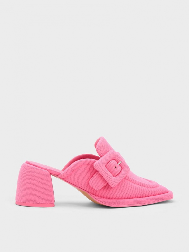 Charles And Keith Sinead Woven Buckled Loafer Mules Pink | PHILIPPINES D764