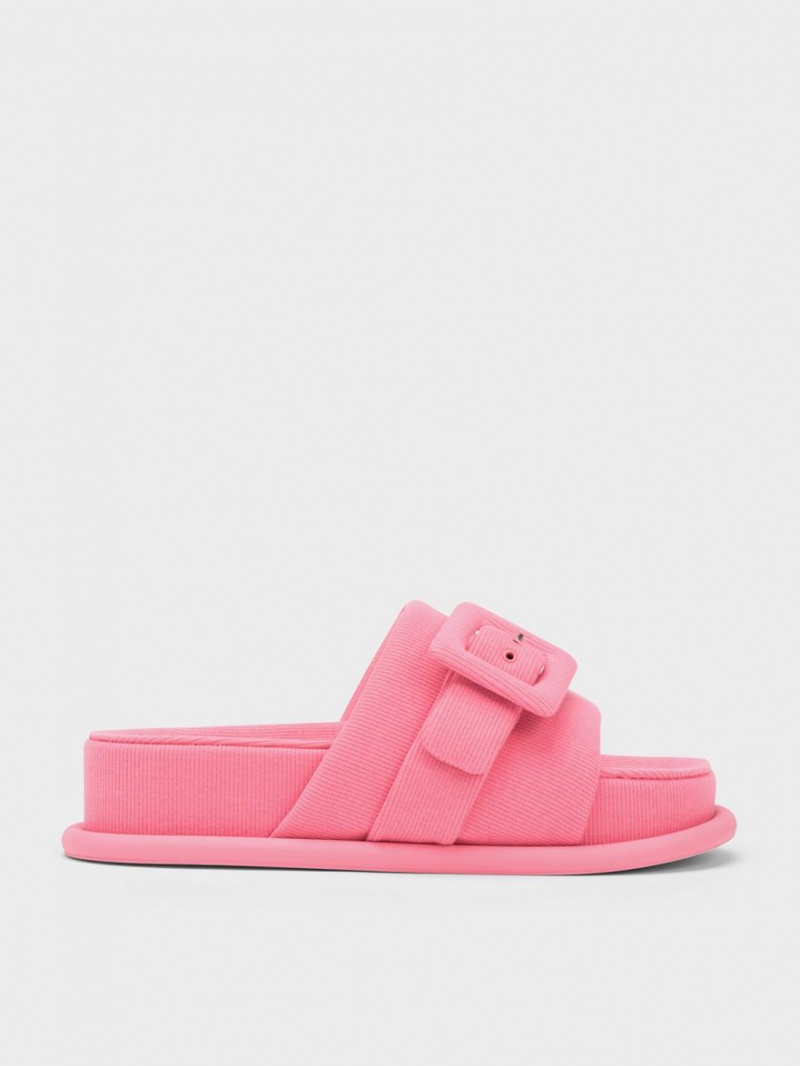 Charles And Keith Sinead Woven Buckled Slide Sandals Pink | PHILIPPINES U290