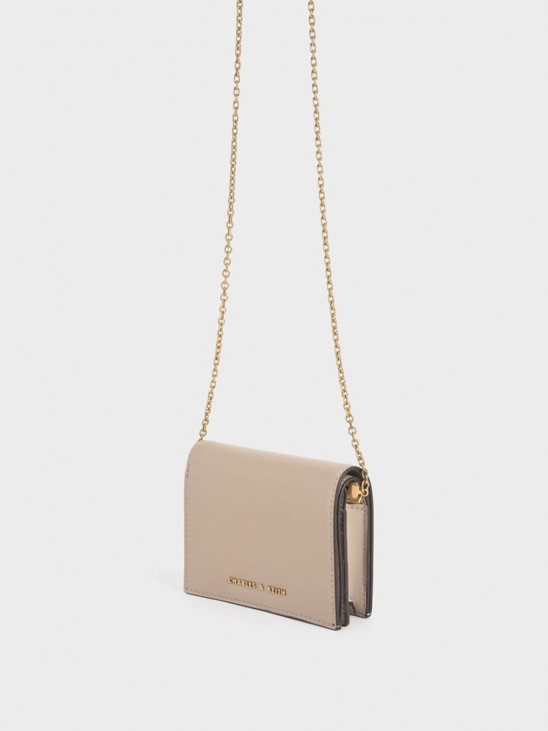 Charles And Keith Snap Button Mini Short Wallets Beige | PHILIPPINES Q325