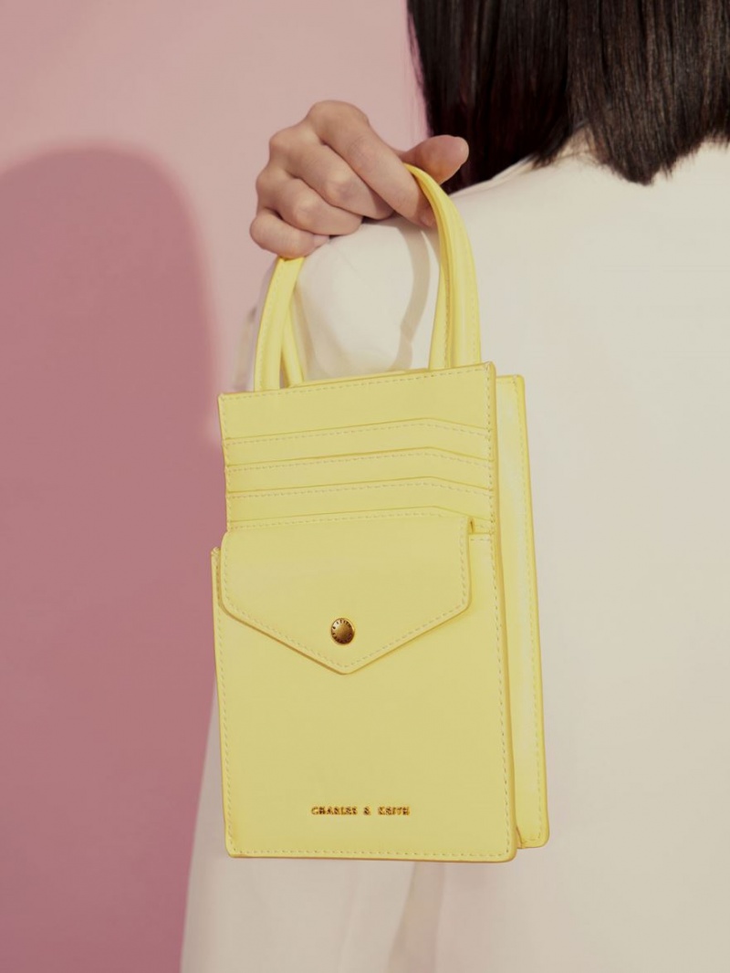 Charles And Keith Solange Double Handle Elongated Tote Bags Yellow | PHILIPPINES T350