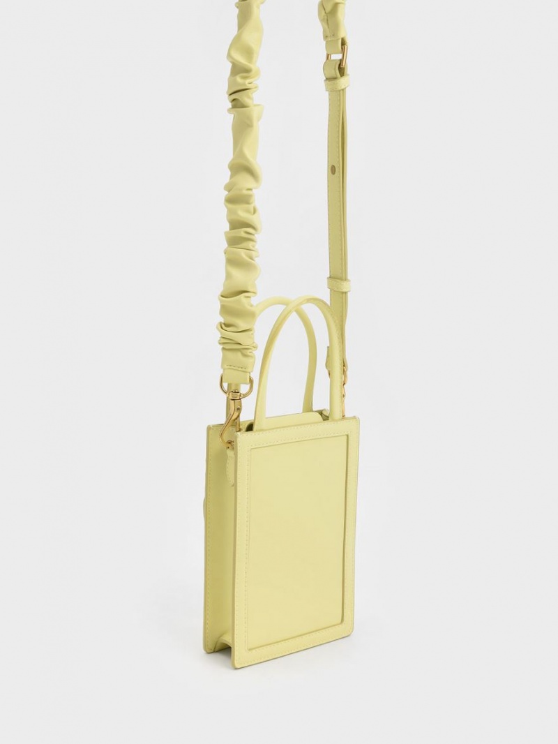 Charles And Keith Solange Double Handle Elongated Tote Bags Yellow | PHILIPPINES T350