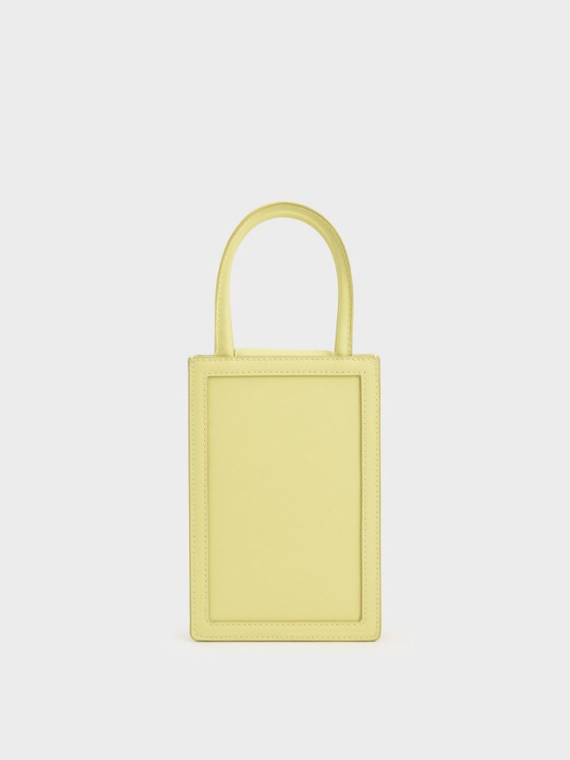 Charles And Keith Solange Double Handle Elongated Tote Bags Yellow | PHILIPPINES T350