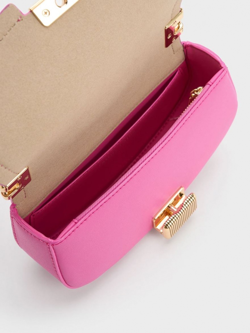 Charles And Keith Sonnet Two-Tone Chain Handle Shoulder Bags Pink | PHILIPPINES Y638