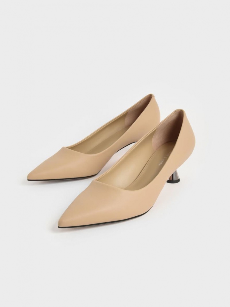 Charles And Keith Spool Heel Pumps Beige | PHILIPPINES A156