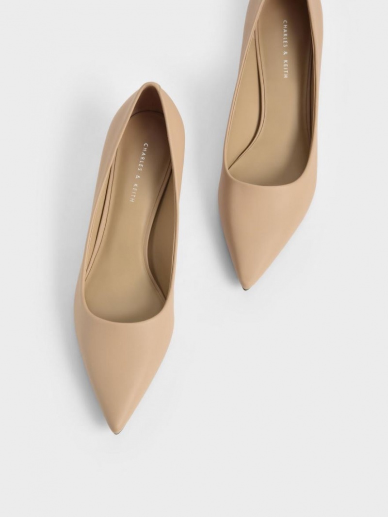 Charles And Keith Spool Heel Pumps Beige | PHILIPPINES A156