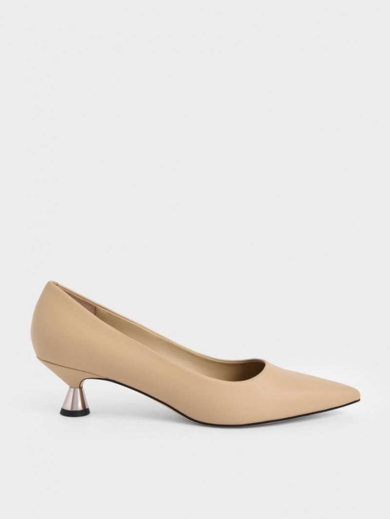 Charles And Keith Spool Heel Pumps Beige | PHILIPPINES A156