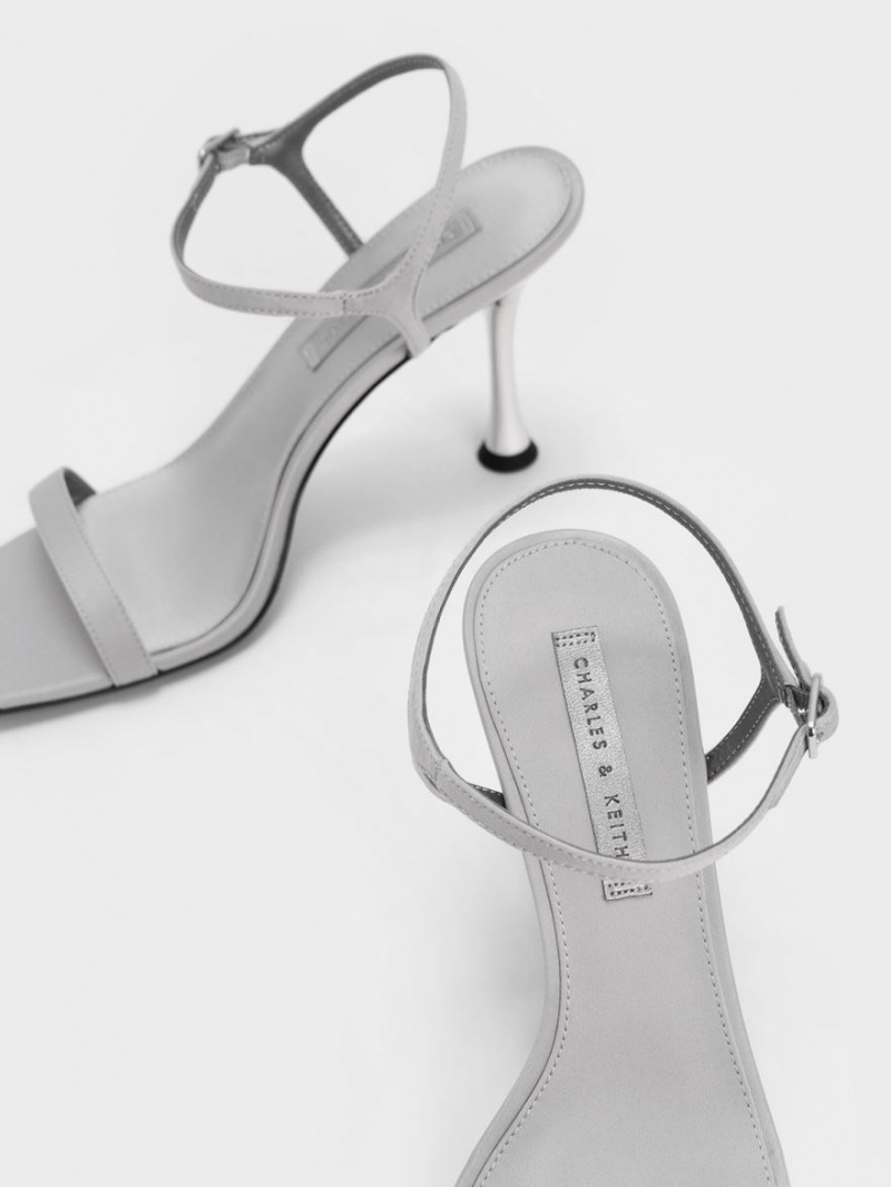 Charles And Keith Spool Heel Satin Heels Sandals Grey | PHILIPPINES G957