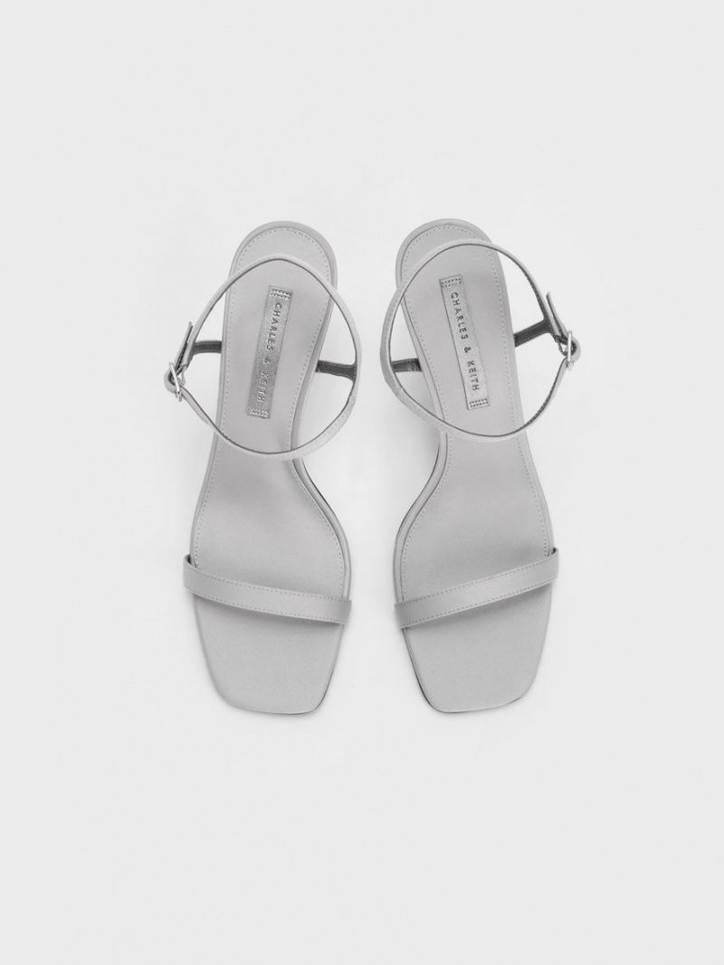 Charles And Keith Spool Heel Satin Heels Sandals Grey | PHILIPPINES G957