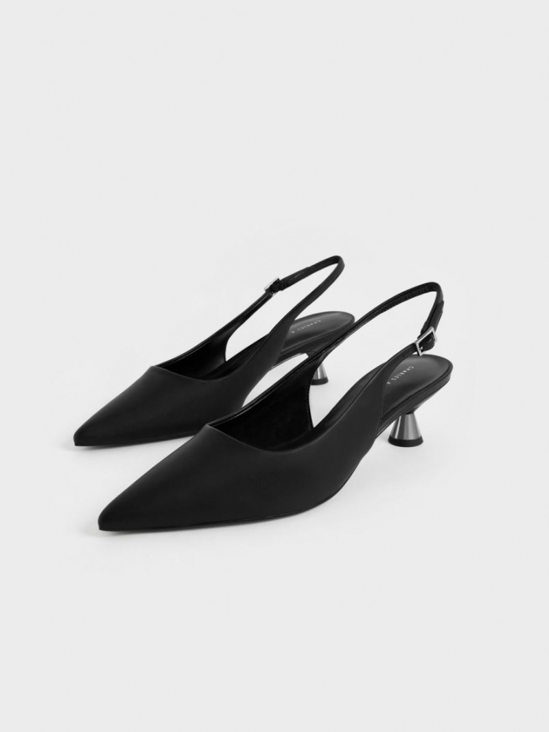 Charles And Keith Spool Heel Slingback Pumps Black | PHILIPPINES M124