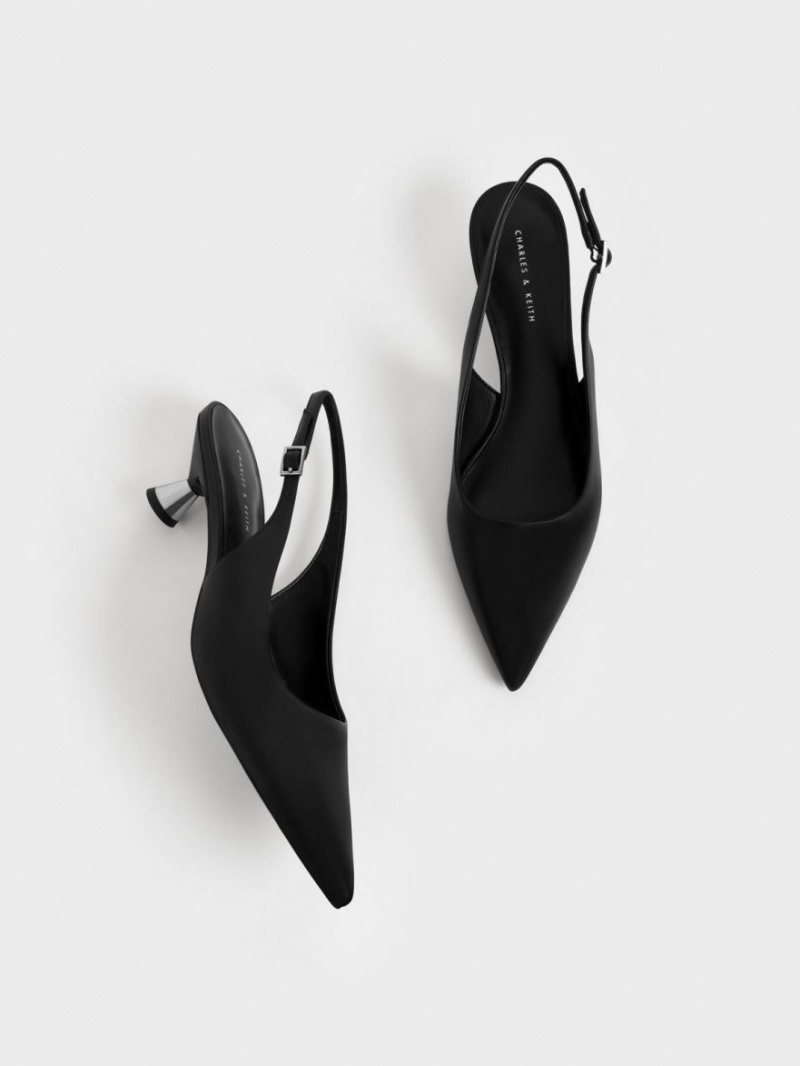 Charles And Keith Spool Heel Slingback Pumps Black | PHILIPPINES M124