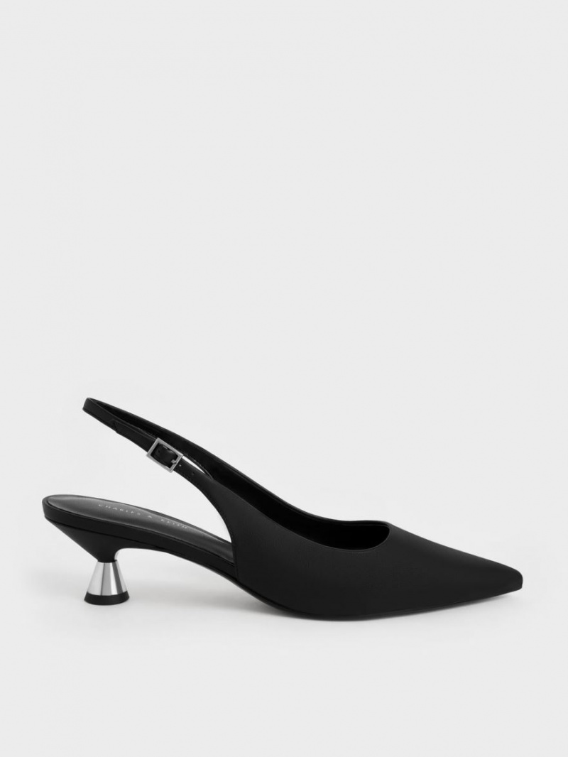 Charles And Keith Spool Heel Slingback Pumps Black | PHILIPPINES M124