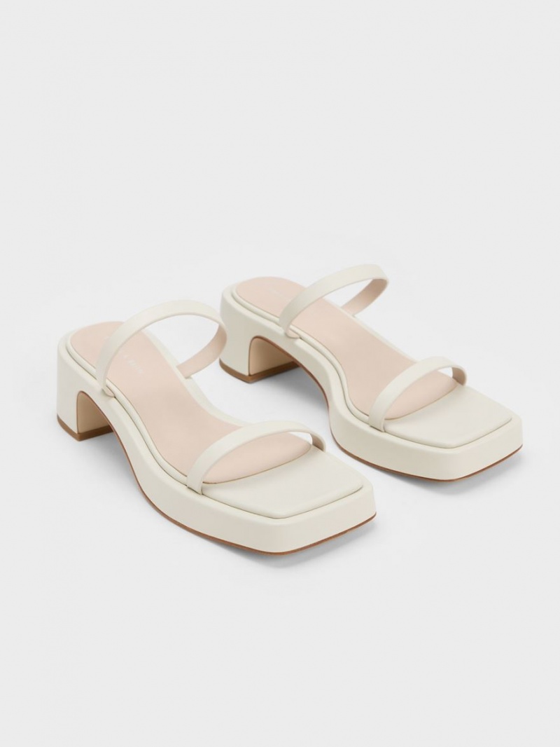 Charles And Keith Square-Toe Platform Sandals White | PHILIPPINES W672