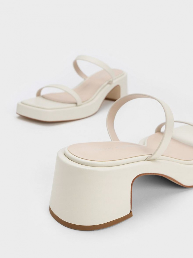 Charles And Keith Square-Toe Platform Sandals White | PHILIPPINES W672