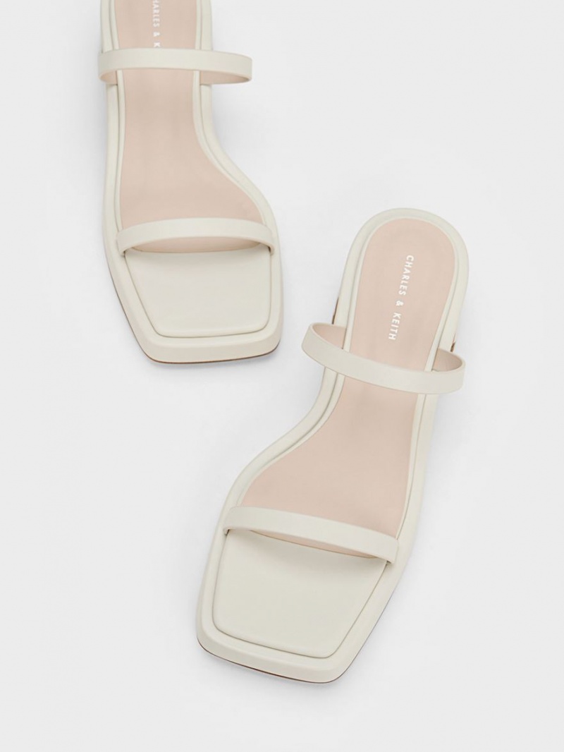 Charles And Keith Square-Toe Platform Sandals White | PHILIPPINES W672