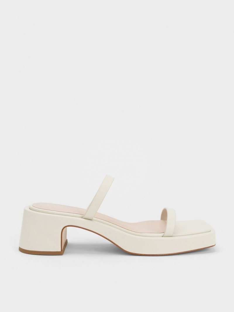 Charles And Keith Square-Toe Platform Sandals White | PHILIPPINES W672