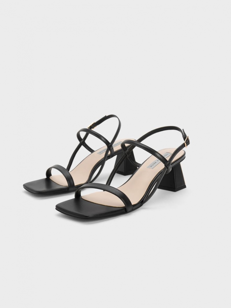 Charles And Keith Square-Toe Strap Sandals Black | PHILIPPINES F037