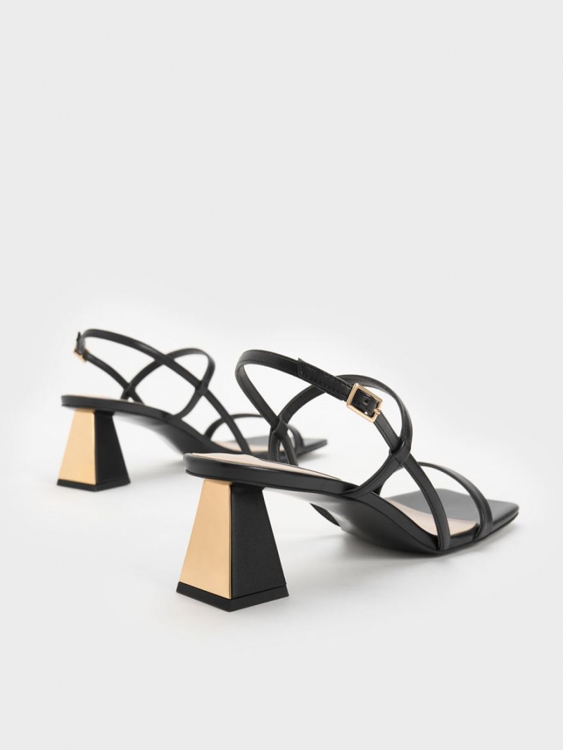 Charles And Keith Square-Toe Strap Sandals Black | PHILIPPINES F037