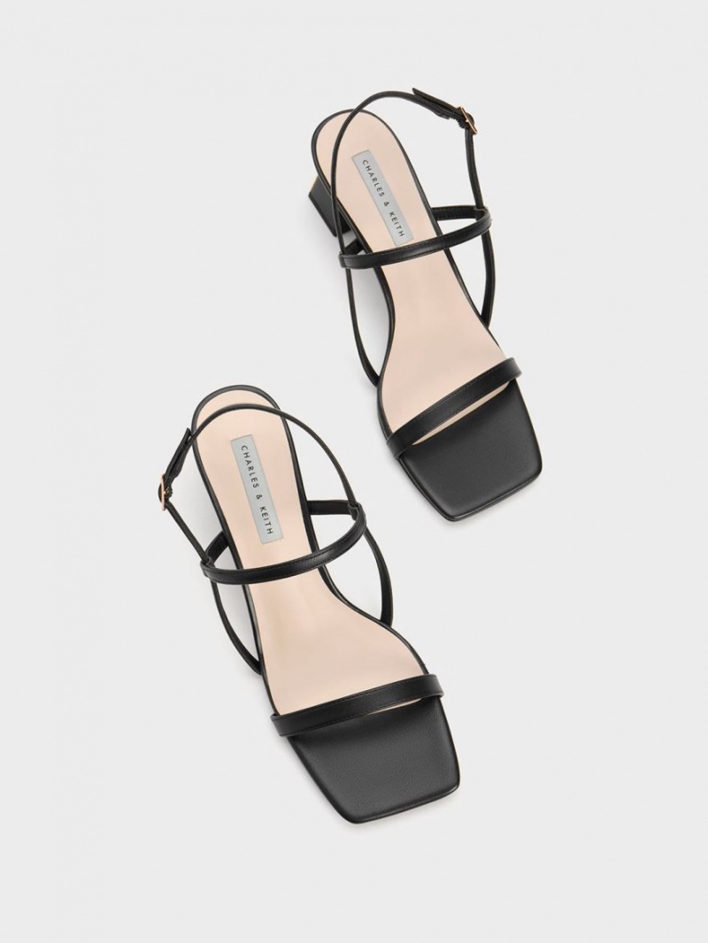 Charles And Keith Square-Toe Strap Sandals Black | PHILIPPINES F037