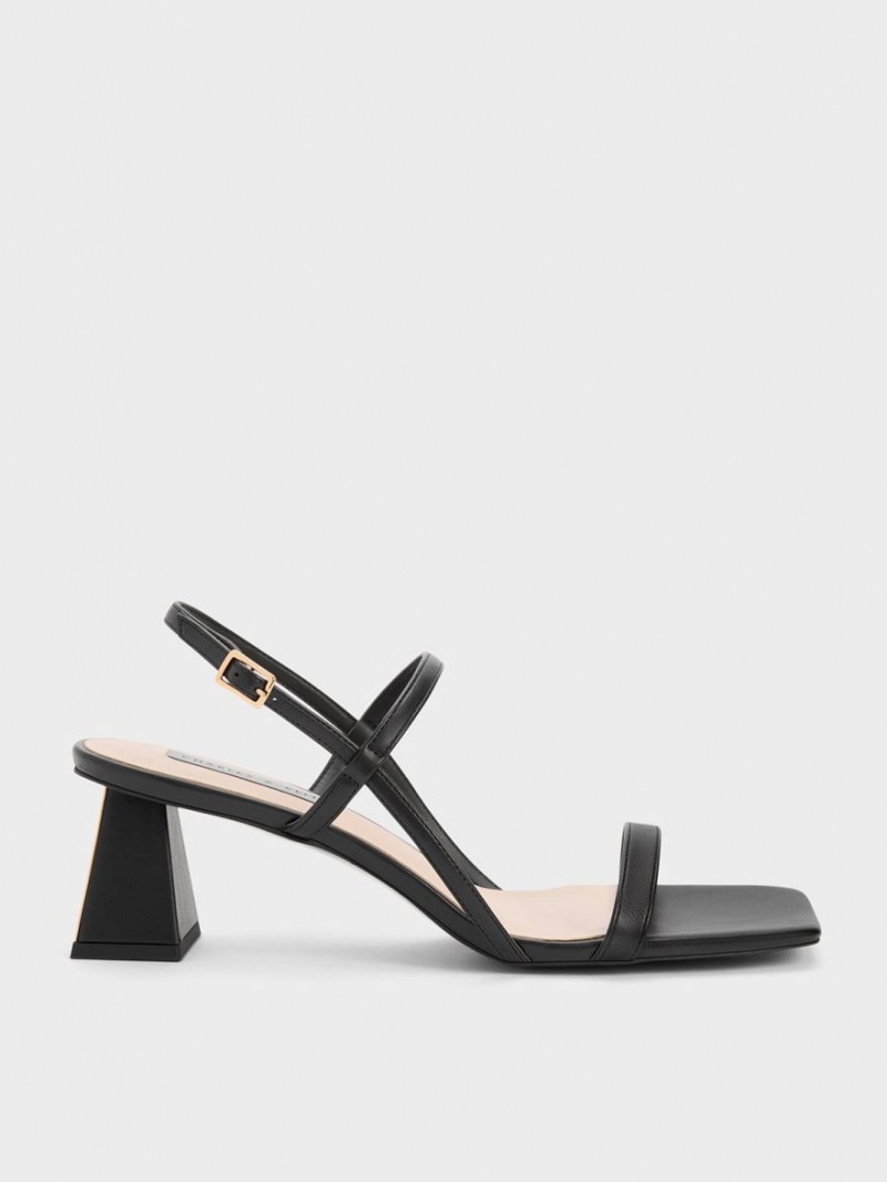 Charles And Keith Square-Toe Strap Sandals Black | PHILIPPINES F037