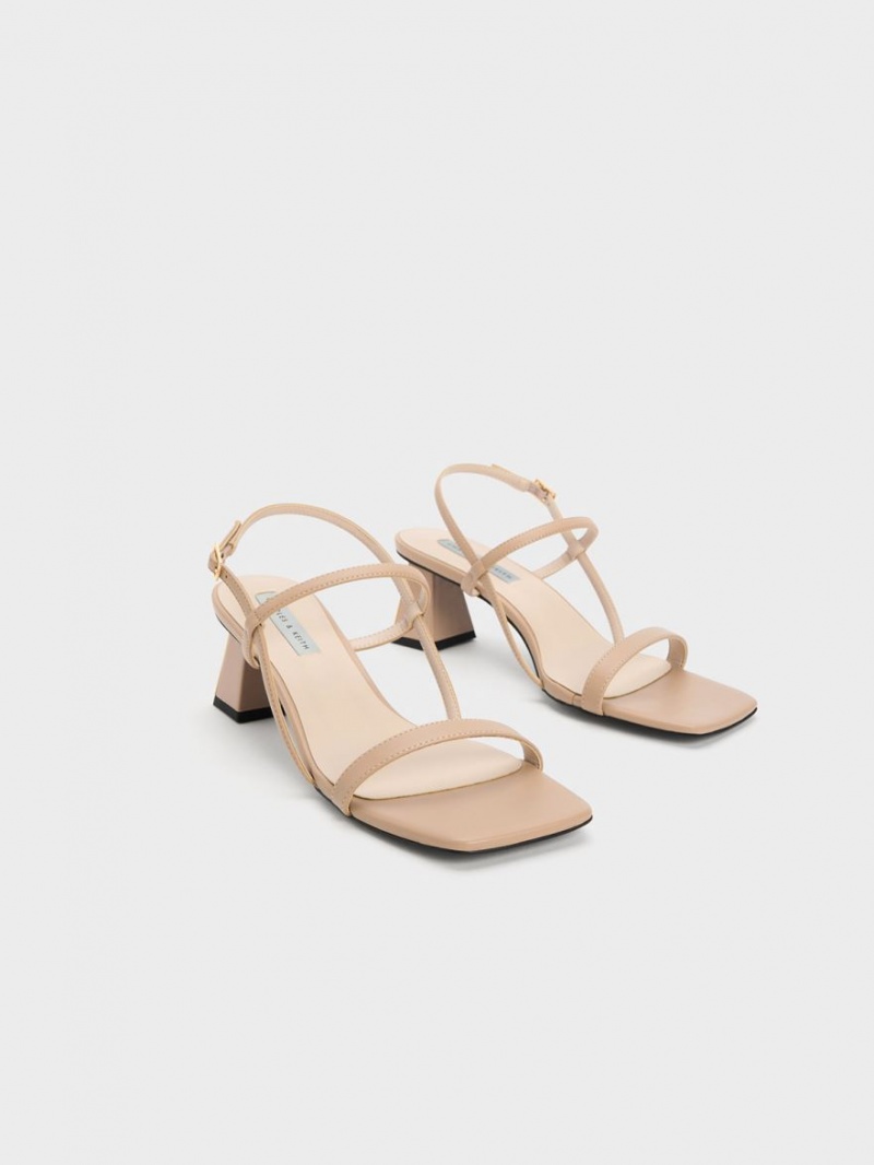 Charles And Keith Square-Toe Strap Sandals Beige | PHILIPPINES R062