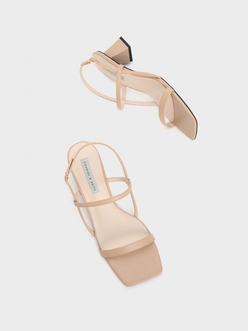 Charles And Keith Square-Toe Strap Sandals Beige | PHILIPPINES R062