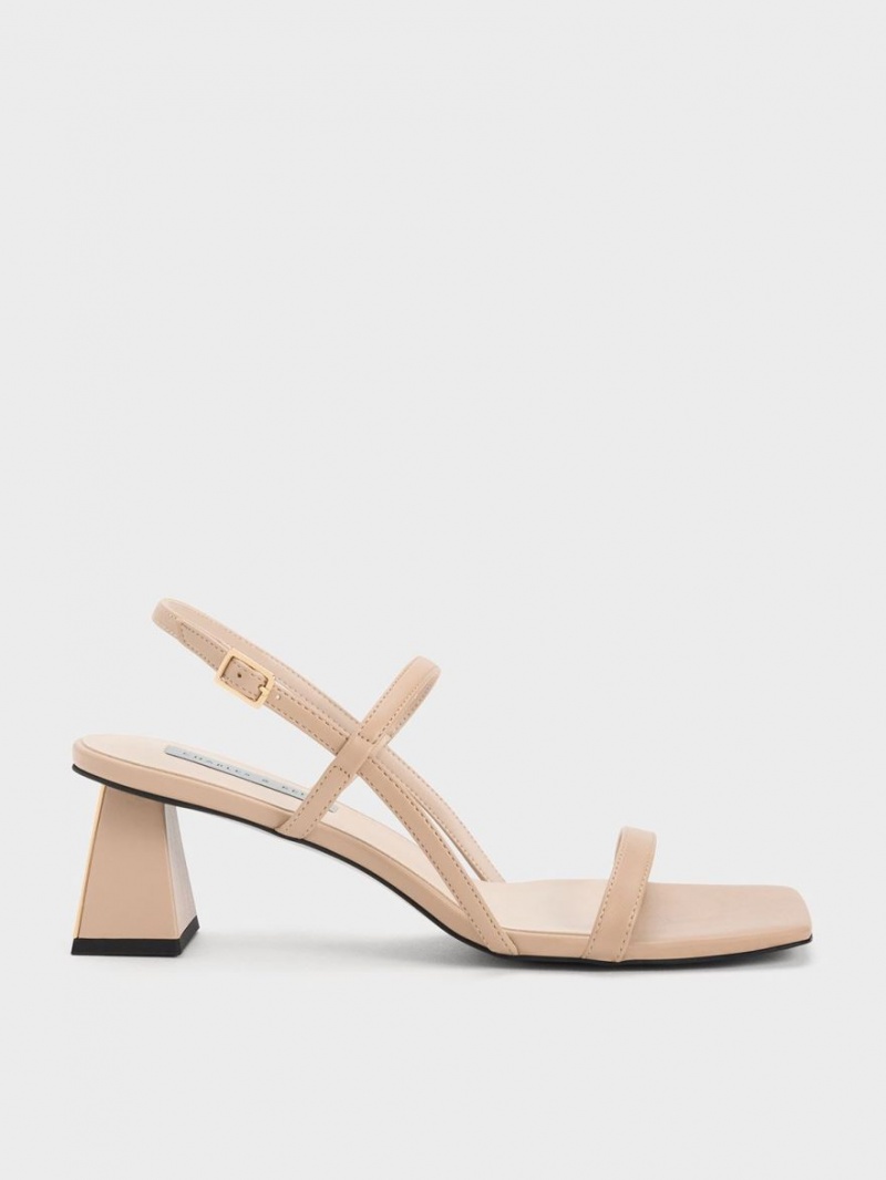 Charles And Keith Square-Toe Strap Sandals Beige | PHILIPPINES R062