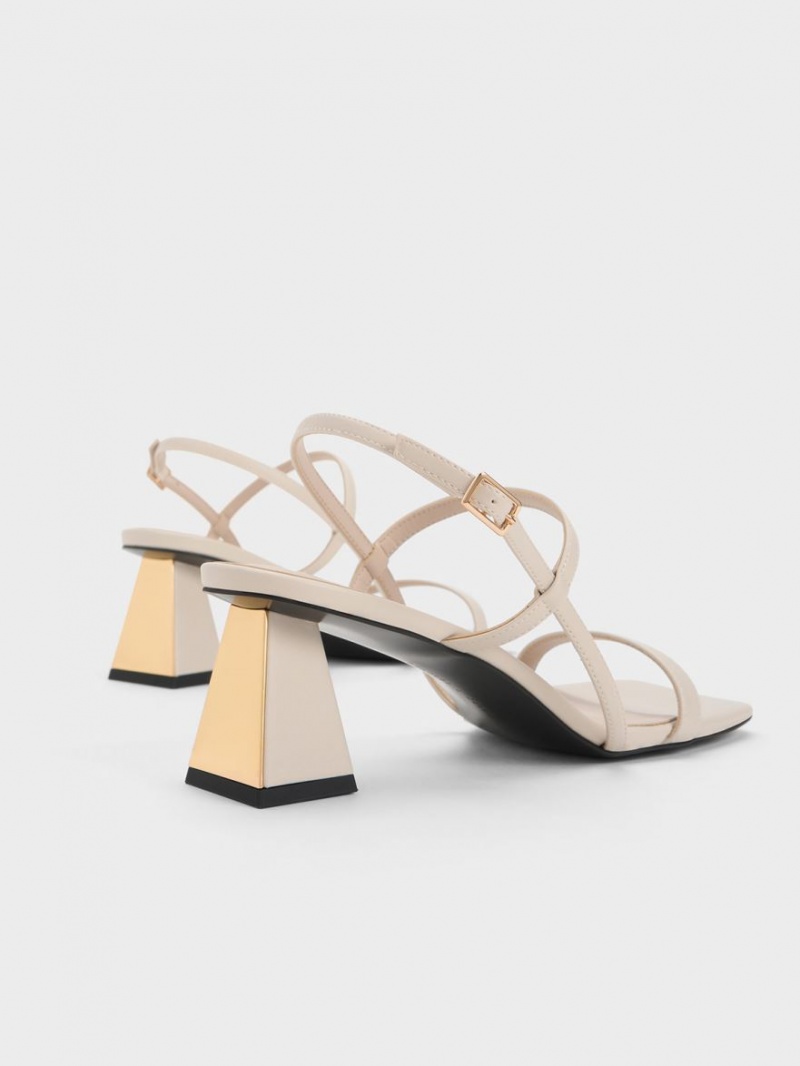 Charles And Keith Square-Toe Strap Sandals White | PHILIPPINES G036