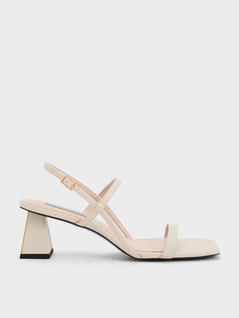 Charles And Keith Square-Toe Strap Sandals White | PHILIPPINES G036