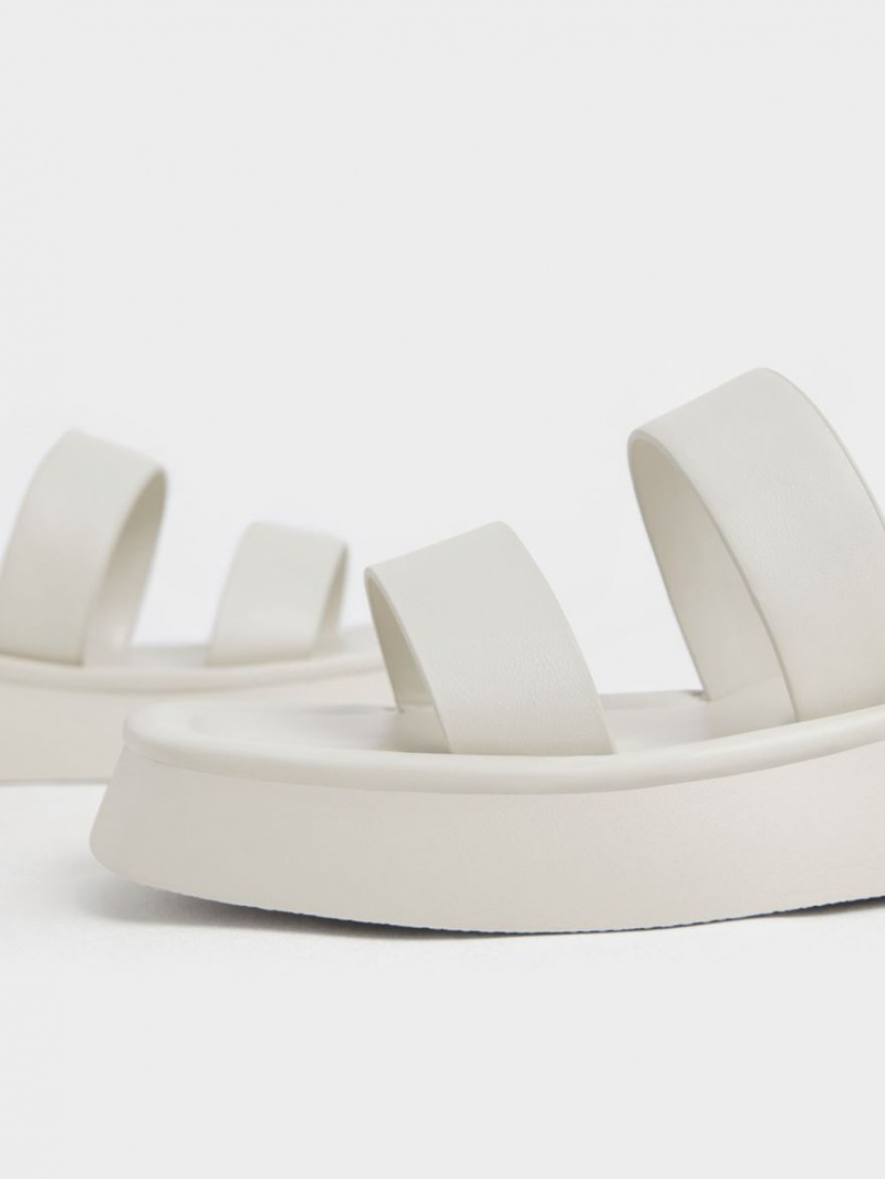 Charles And Keith Square Toe Ankle Strap Sandals White | PHILIPPINES Z908