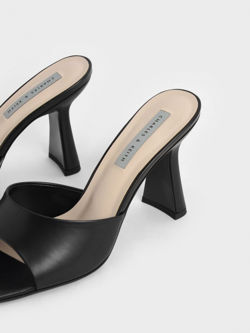 Charles And Keith Square Toe Heeled Mules Black | PHILIPPINES K379