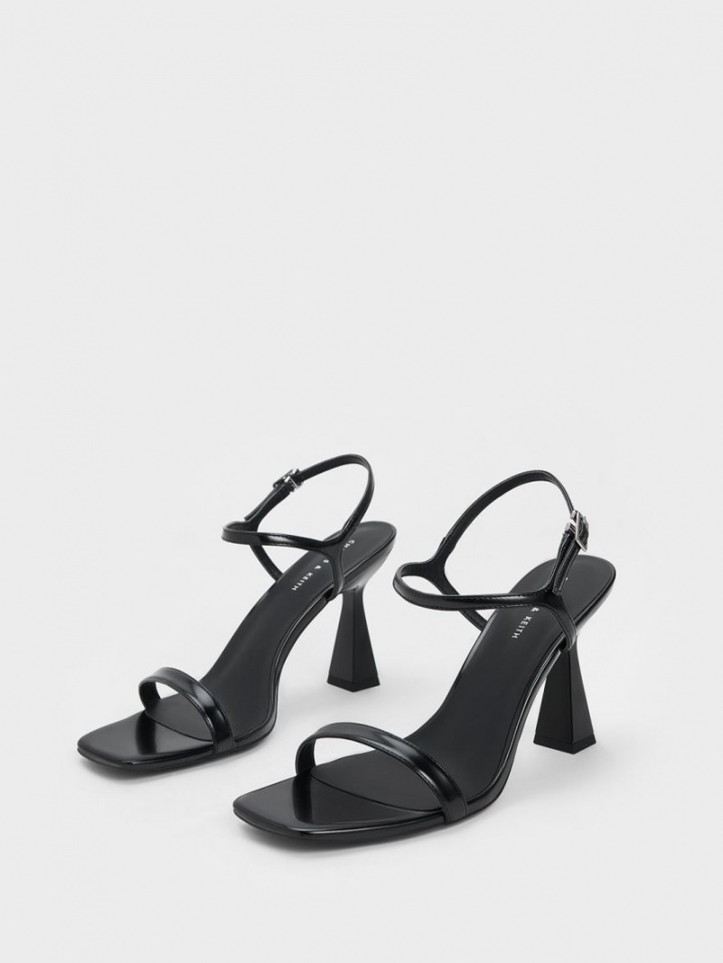 Charles And Keith Square Toe Trapeze Heels Sandals Black | PHILIPPINES W984