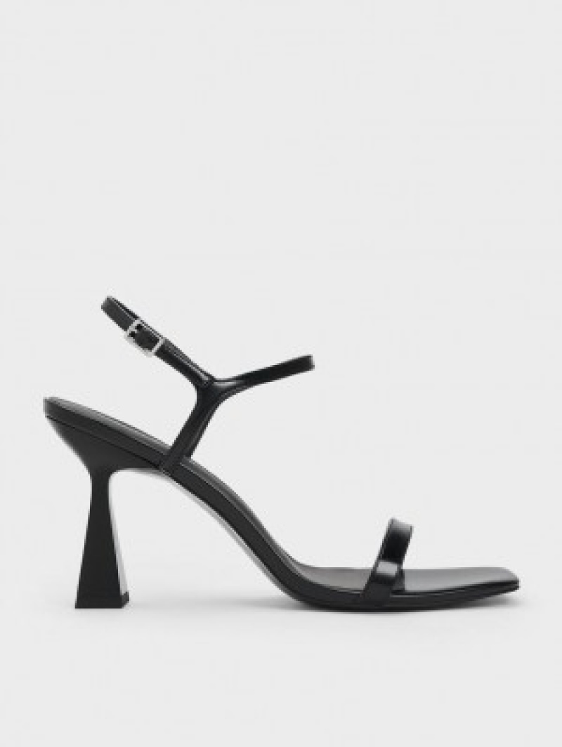 Charles And Keith Square Toe Trapeze Heels Sandals Black | PHILIPPINES W984