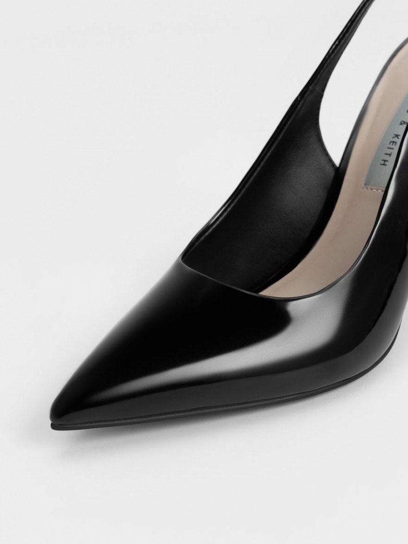 Charles And Keith Stiletto Heel Slingback Pumps Black | PHILIPPINES E462