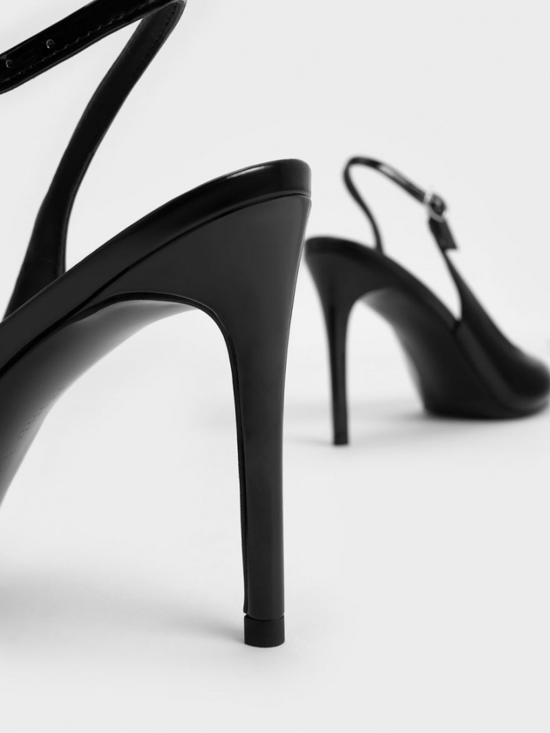 Charles And Keith Stiletto Heel Slingback Pumps Black | PHILIPPINES E462