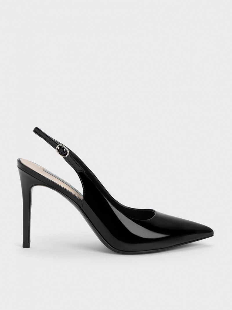 Charles And Keith Stiletto Heel Slingback Pumps Black | PHILIPPINES E462