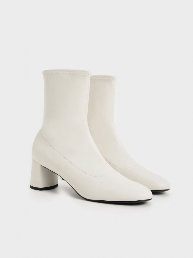 Charles And Keith Stitch-Trim Ankle Boots White | PHILIPPINES T865