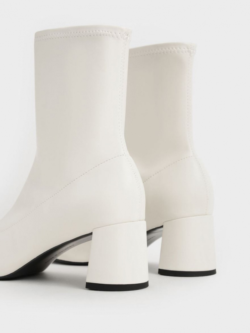 Charles And Keith Stitch-Trim Ankle Boots White | PHILIPPINES T865