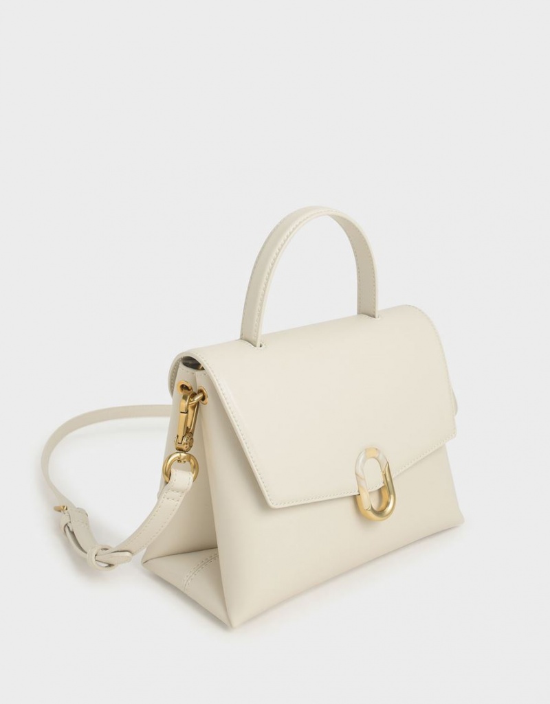 Charles And Keith Stone-Embellished Handbag Cream | PHILIPPINES O187