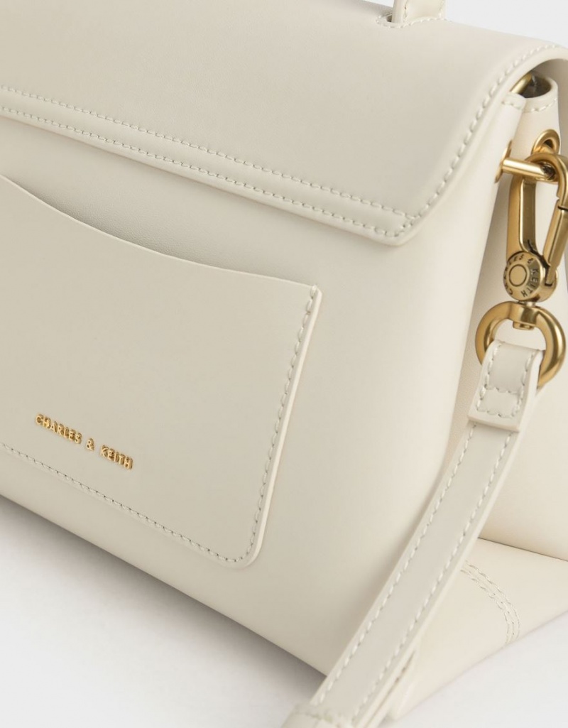 Charles And Keith Stone-Embellished Handbag Cream | PHILIPPINES O187