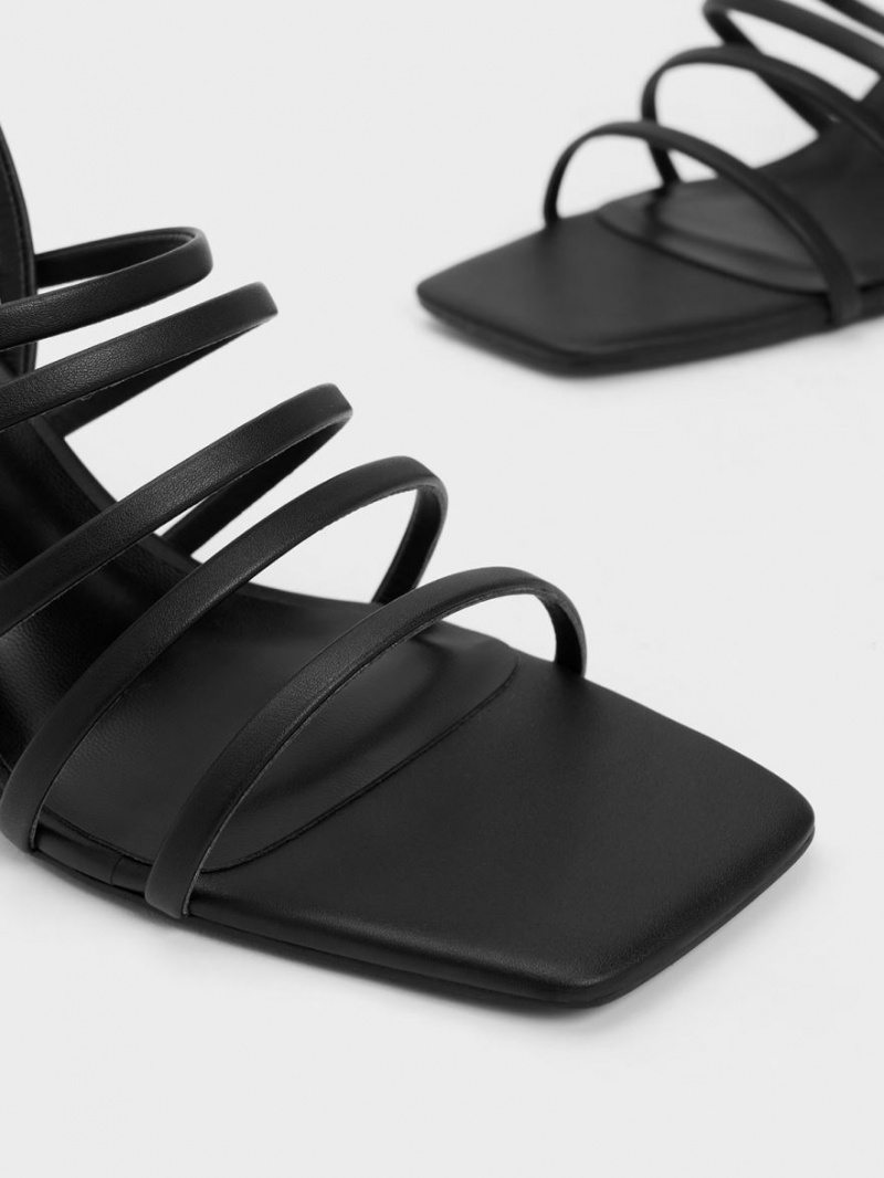 Charles And Keith Strappy Blade Heels Sandals Black | PHILIPPINES R240