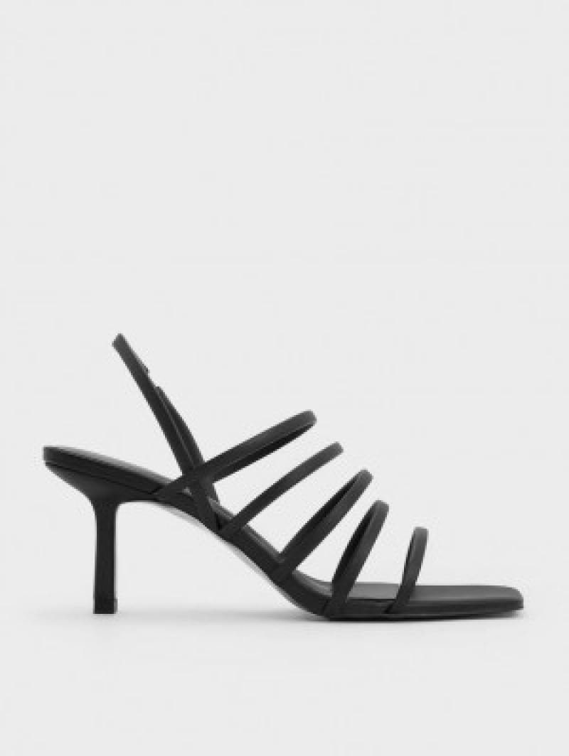 Charles And Keith Strappy Blade Heels Sandals Black | PHILIPPINES R240