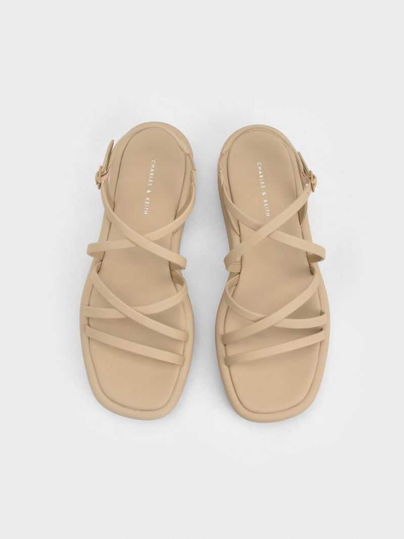 Charles And Keith Strappy Padded Platform Sandals Beige | PHILIPPINES P254