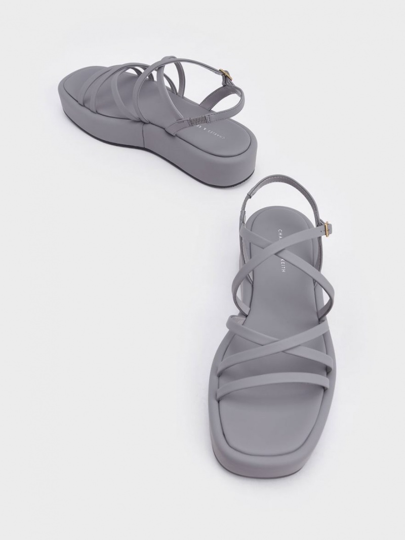 Charles And Keith Strappy Padded Platform Sandals Grey | PHILIPPINES L175