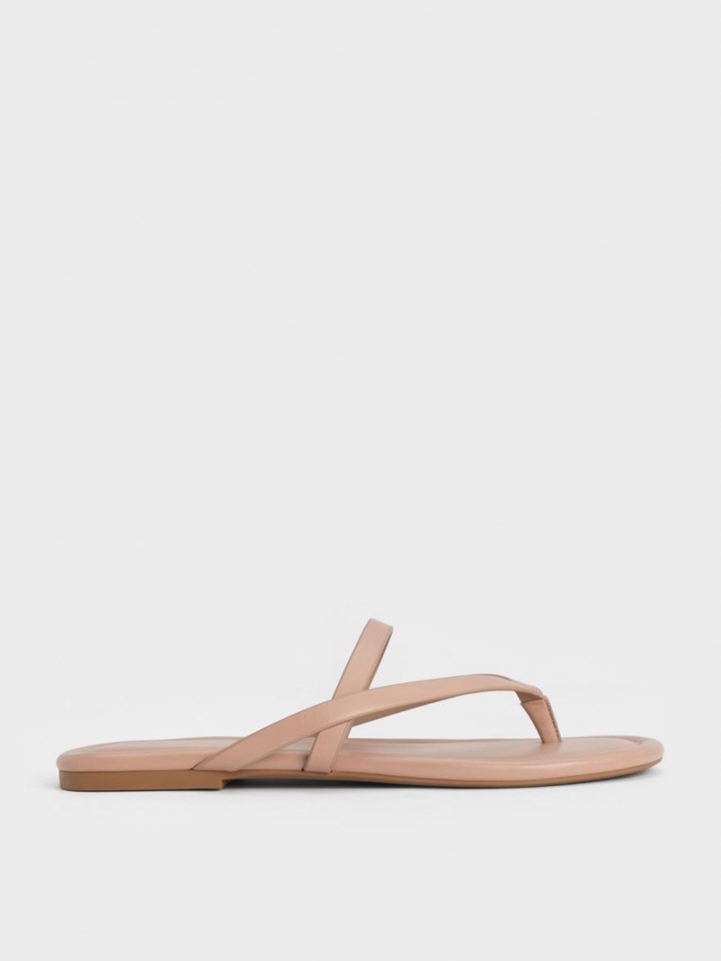 Charles And Keith Strappy Thong Flat Sandals Beige | PHILIPPINES F307