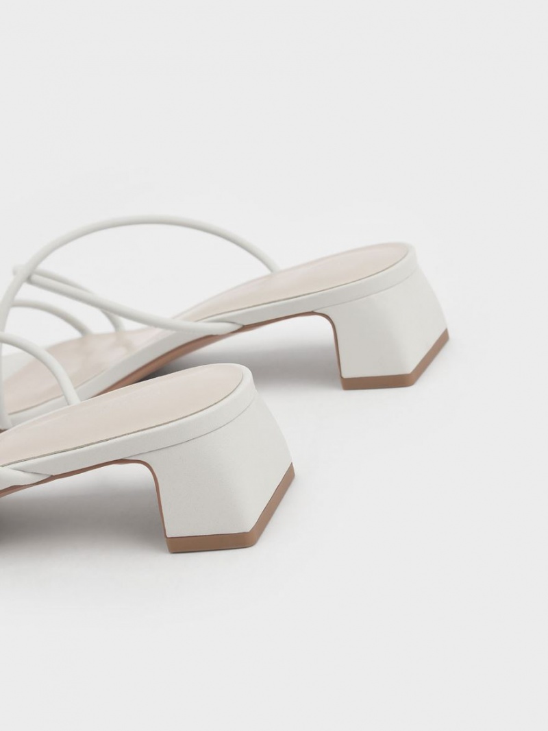 Charles And Keith Strappy Toe Ring Heels Sandals White | PHILIPPINES O607