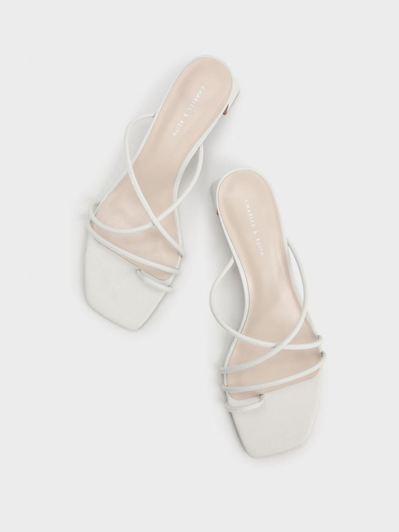 Charles And Keith Strappy Toe Ring Heels Sandals White | PHILIPPINES O607