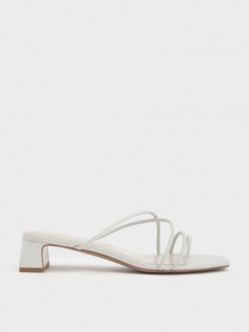 Charles And Keith Strappy Toe Ring Heels Sandals White | PHILIPPINES O607