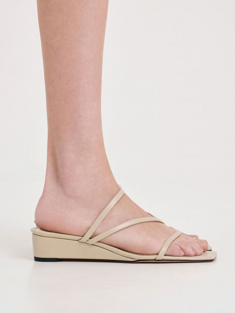 Charles And Keith Strappy Wedge Mules Beige | PHILIPPINES P237